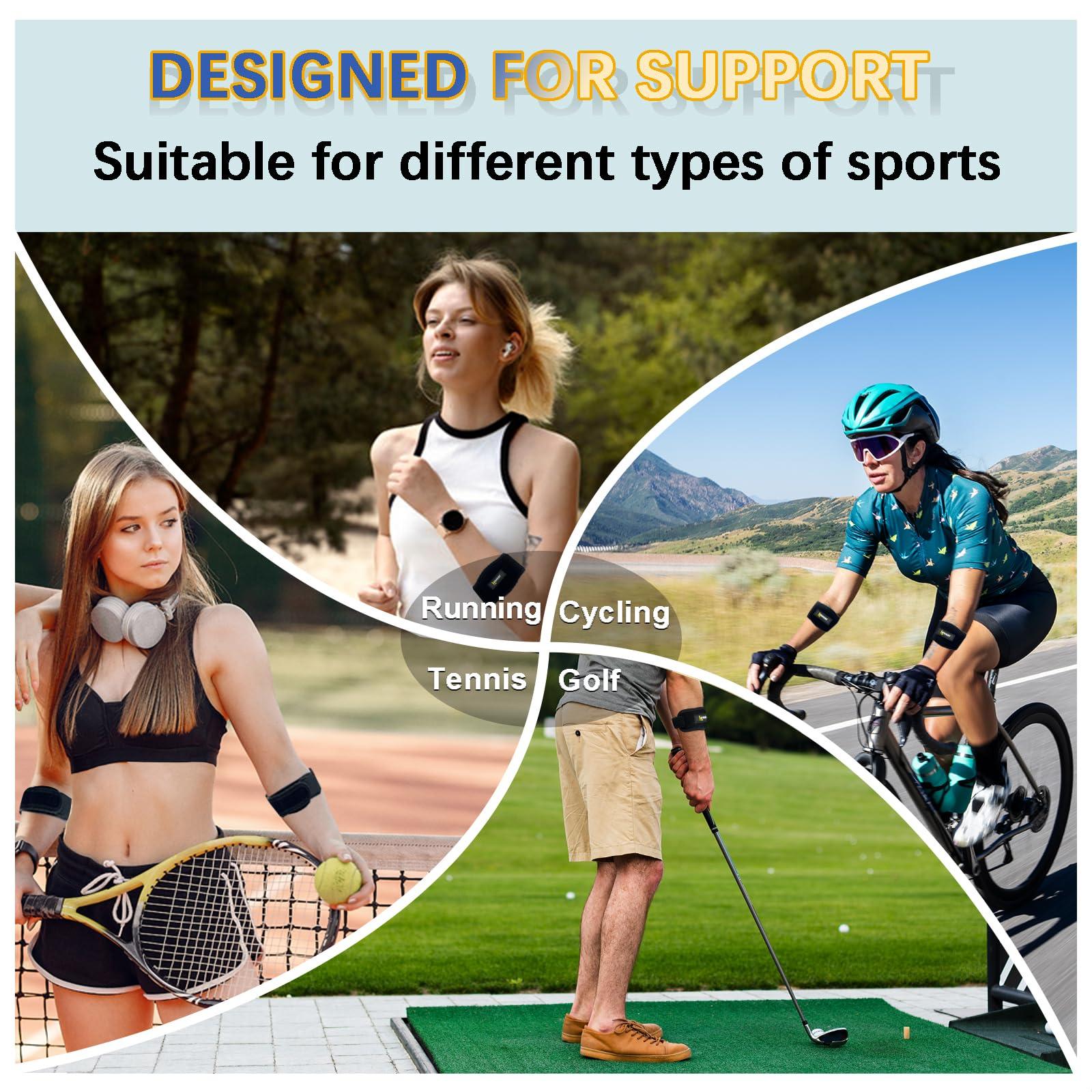Beyio 2 Pack Elbow Brace, Tennis Elbow Brace for Men & Women, Adjustable Tennis Elbow Strap with Compression Pad for Tendonitis, Arm, Forearm, Tennis & Golfer\'s Elbow