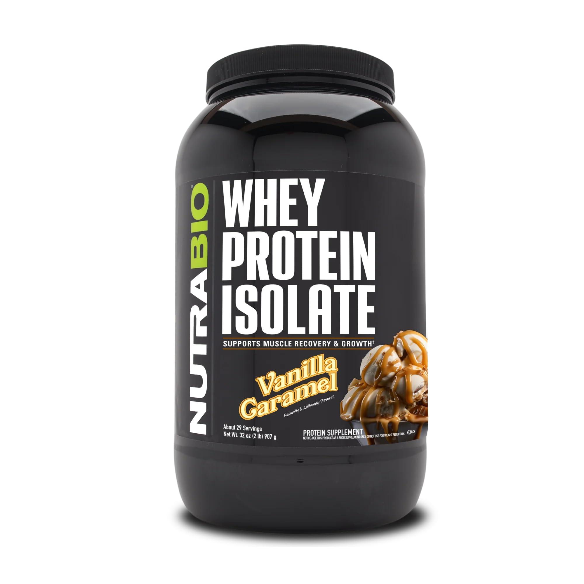 NutraBio NutraBio Whey Protein Powder Isolate Supplement 25g of Protein Per Scoop with Complete Amino Acid Profile - Soy and Gluten Free Protein Powder - Zero Fillers and Non-GMO - Vanilla Caramel- 2 Lbs.