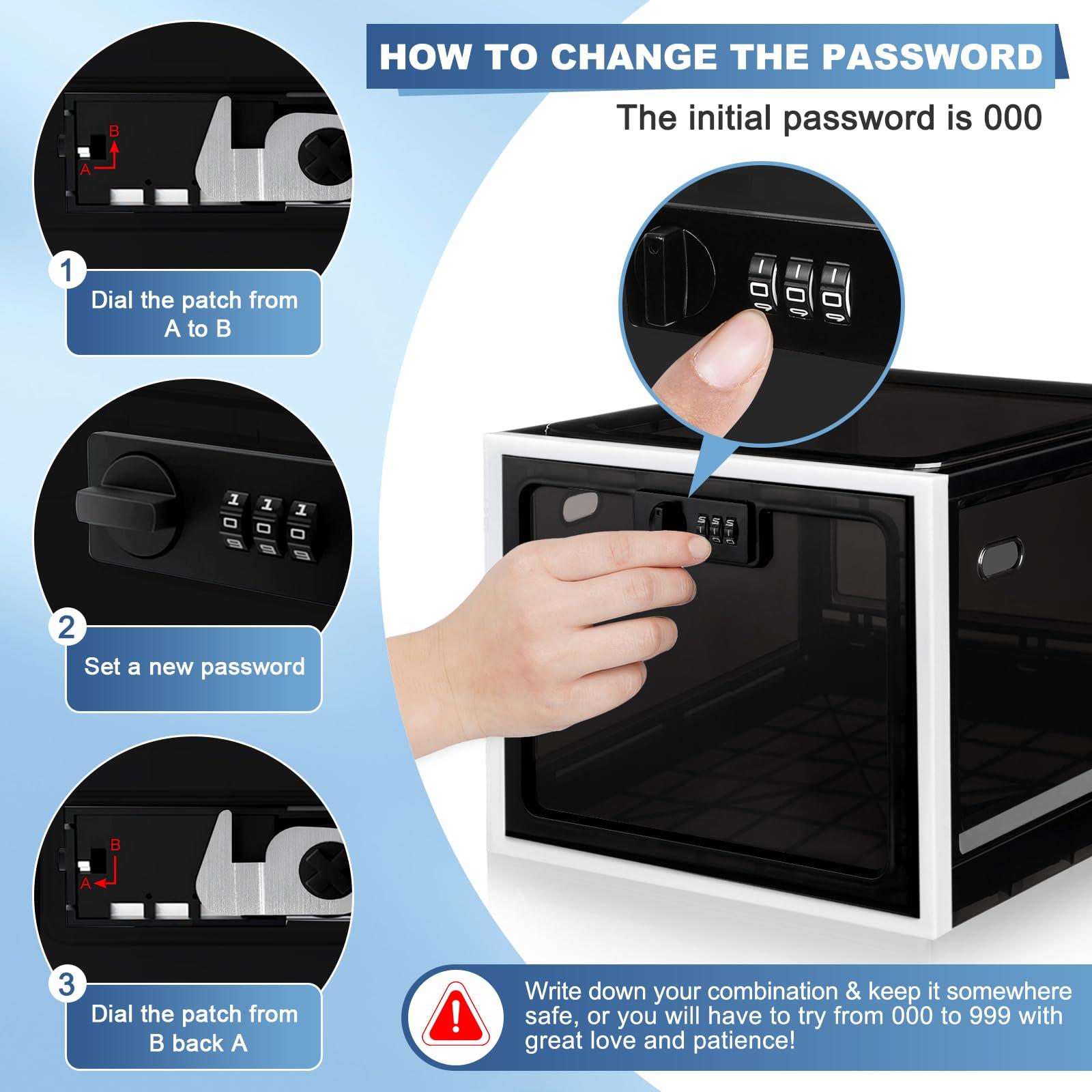 Gemaxvoled Medicine Lock Box for Safe Medication, Premium Material Lockable Storage Box Locking Organizer Bin with Combination Code for Fridge Food/Snacks/Phone/Tablet Jail/Home/Office Storage Lockers