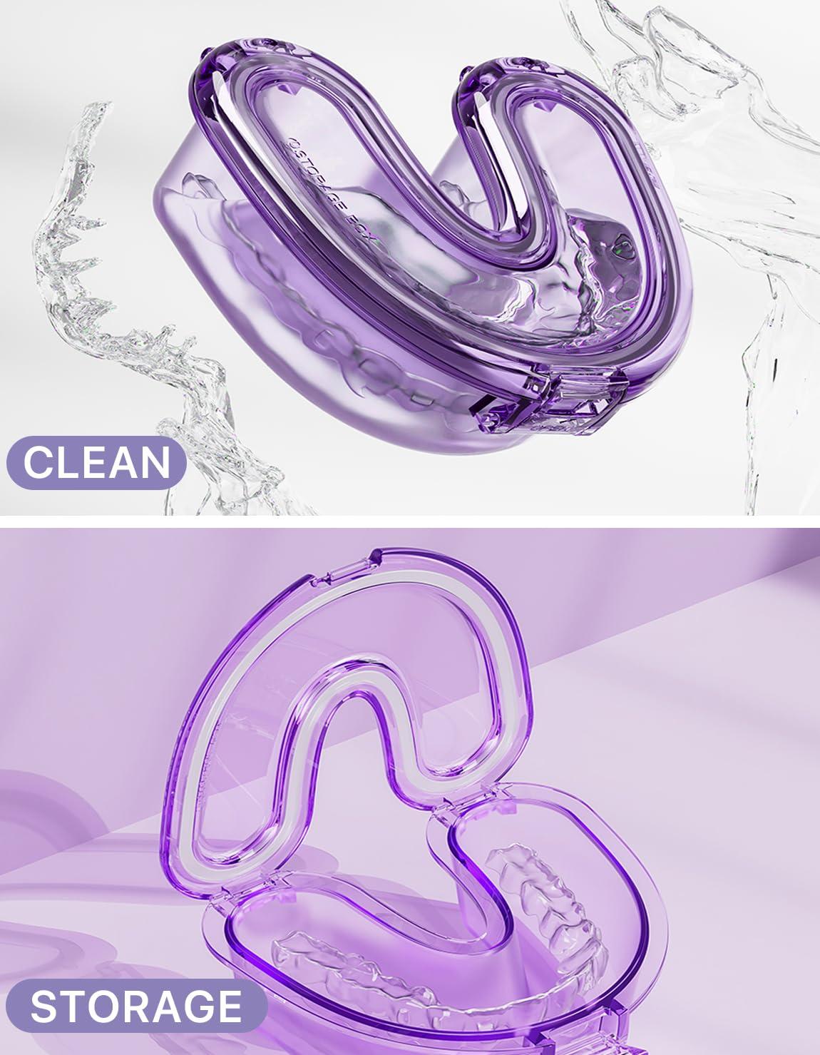 HEMILAB HEMILAB Retainer Case, U Shape Clear Slim Aligner Case, Compatible with Invisalign, Mouth Guard Case, Cute Retainer Case with Retainer Removal Tool and Brush, Puple