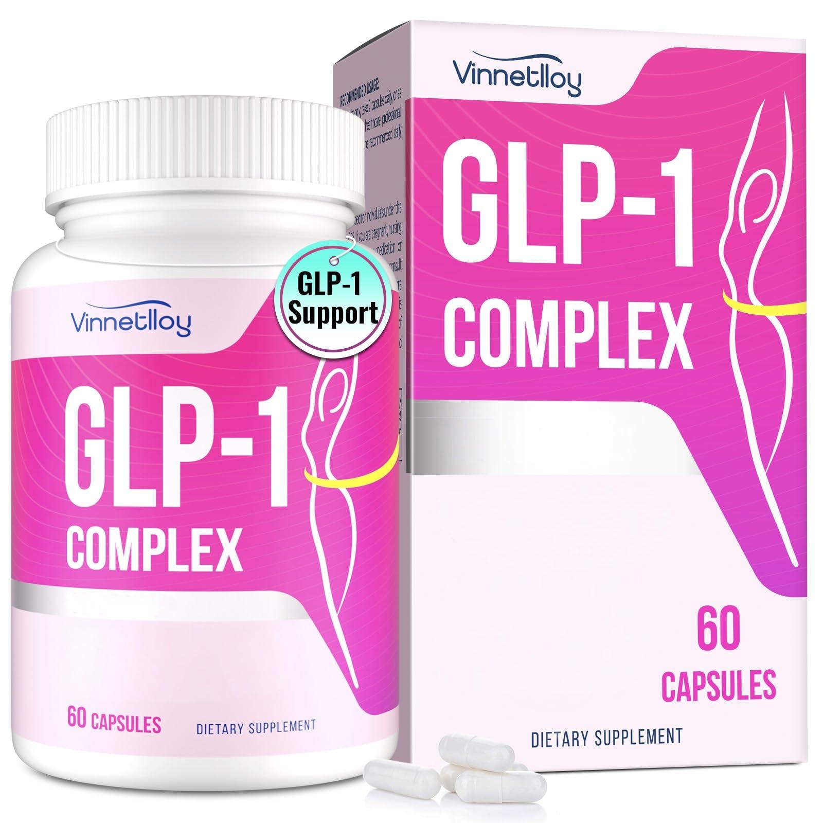 VINNETLLOY GLP-1 Supplement for Women & Men, GLP1 Supplements Women GLP-One Probiotics with Akkermansia Probiotic, Natural GLP1 for Immune, Digestion, Gut, GLP-1 Levels and Overall Health, Vegan - 60 Capsules