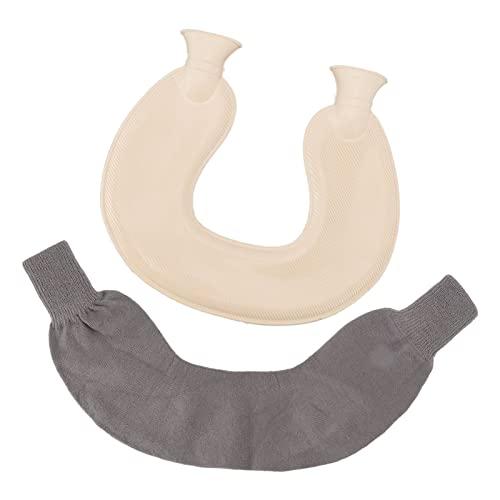 JUOPZKENN JUOPZKENN U Shaped Neck Hot Water Bag Double Knitted Insulation Rubber Warm Hot Water Bottle Hot Water Bag, Relief Neck Relaxing Warming Heating Wrap Pillow Hot Water Bag(Gray Cover)