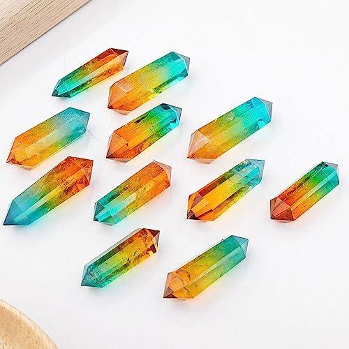 DECORN 7pcs Clear Crystal Quartz Wand Aura Angel Healing Crystals Hexagonal Tower Double Point Hexagonal Prisms Obelisk Wand Natural Reiki Chakra Mineral Specimen,60-70mm