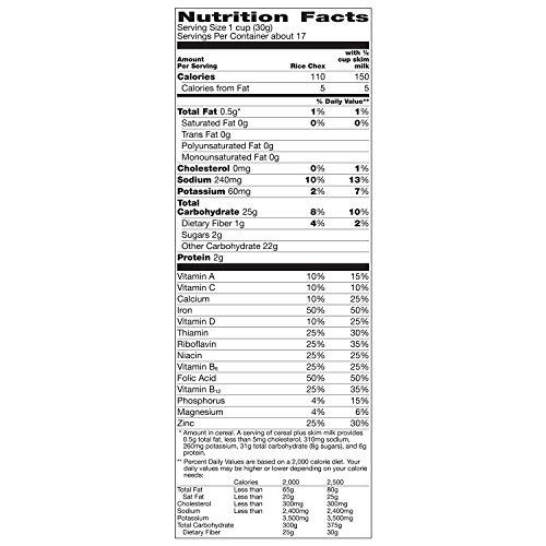 Chex Rice Chex Cereal, Gluten-Free Cereal, 12 oz