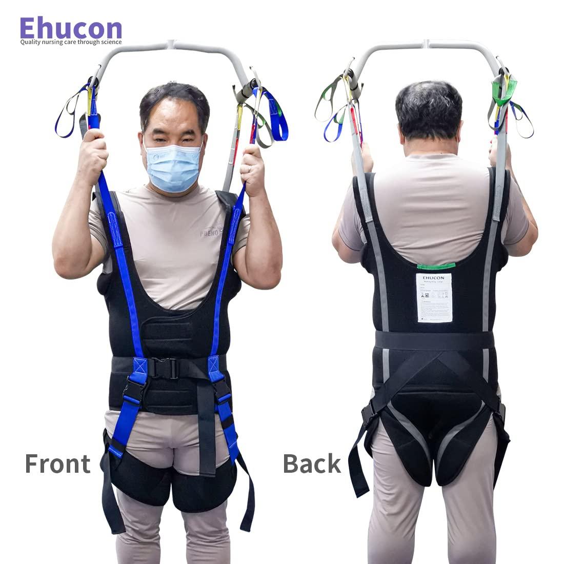 EZ Assistive Ehucon Patient Lift Walking Sling Medical Hoist Standing Aids for Ambulating Support Training, Pelvic Padded 500lbs Safety Loading Weight (Black-M)