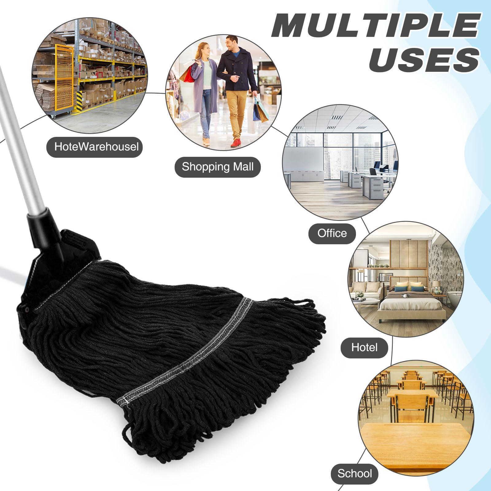 Nuogo Nuogo 10 Pcs Commercial Mop Head Replacement Floor Cleaning Wet Heavy Duty Commercial Mop Refills General Cleaning(27.6 Inch,Black)