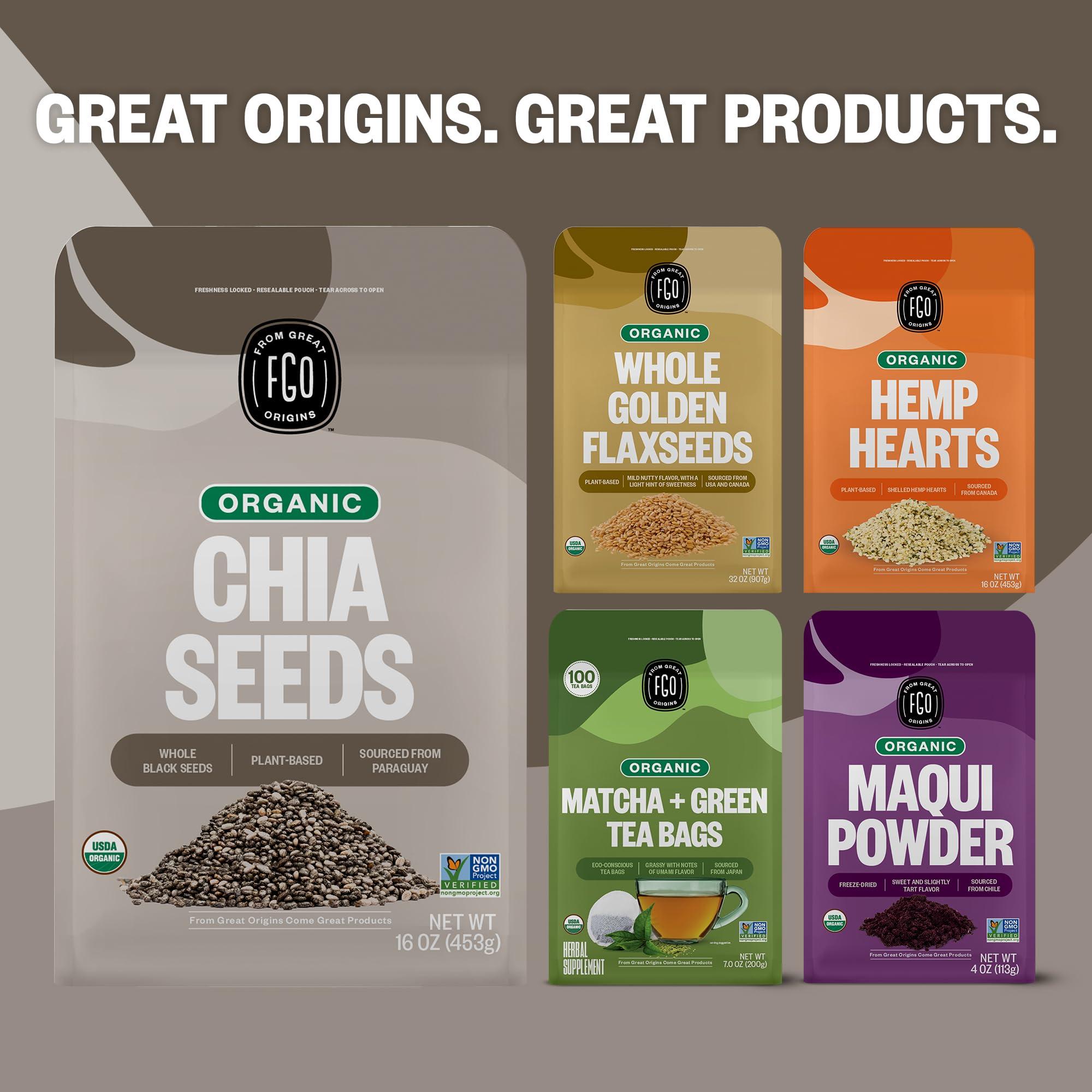 FGO FGO Organic Chia Seeds, 2 Pound / 32oz, Natural Raw Black Chia Seeds from Paraguay, Plant-Based, Non-GMO, Vegan, Gluten-Free, Gels Easily, Superfood, Packaging May Vary (Pack of 1)