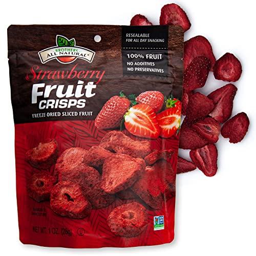 Brothers-ALL-Natural Brothers All Natural, Strawberry Freeze Dried Fruit Crisps, Gluten Free, Non-GMO, Nothing Added, 1 oz. Resealable Pouch (Pack of 8)