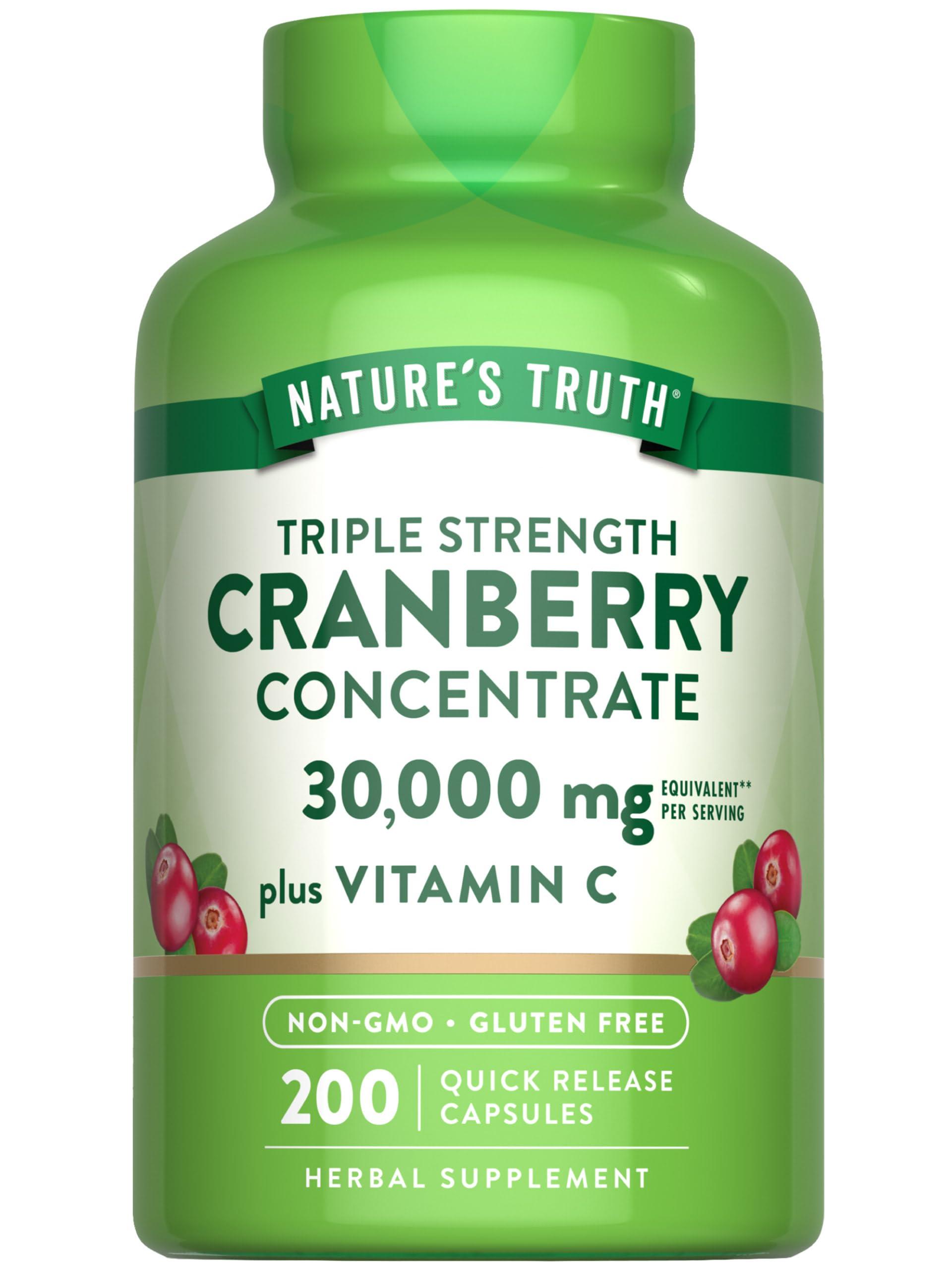 Nature\'s Truth Nature\'s Truth Cranberry Concentrate Plus Vitamin C Pills | 30,000mg | 200 Quick Release Capsules | Non-GMO & Gluten Free Supplement