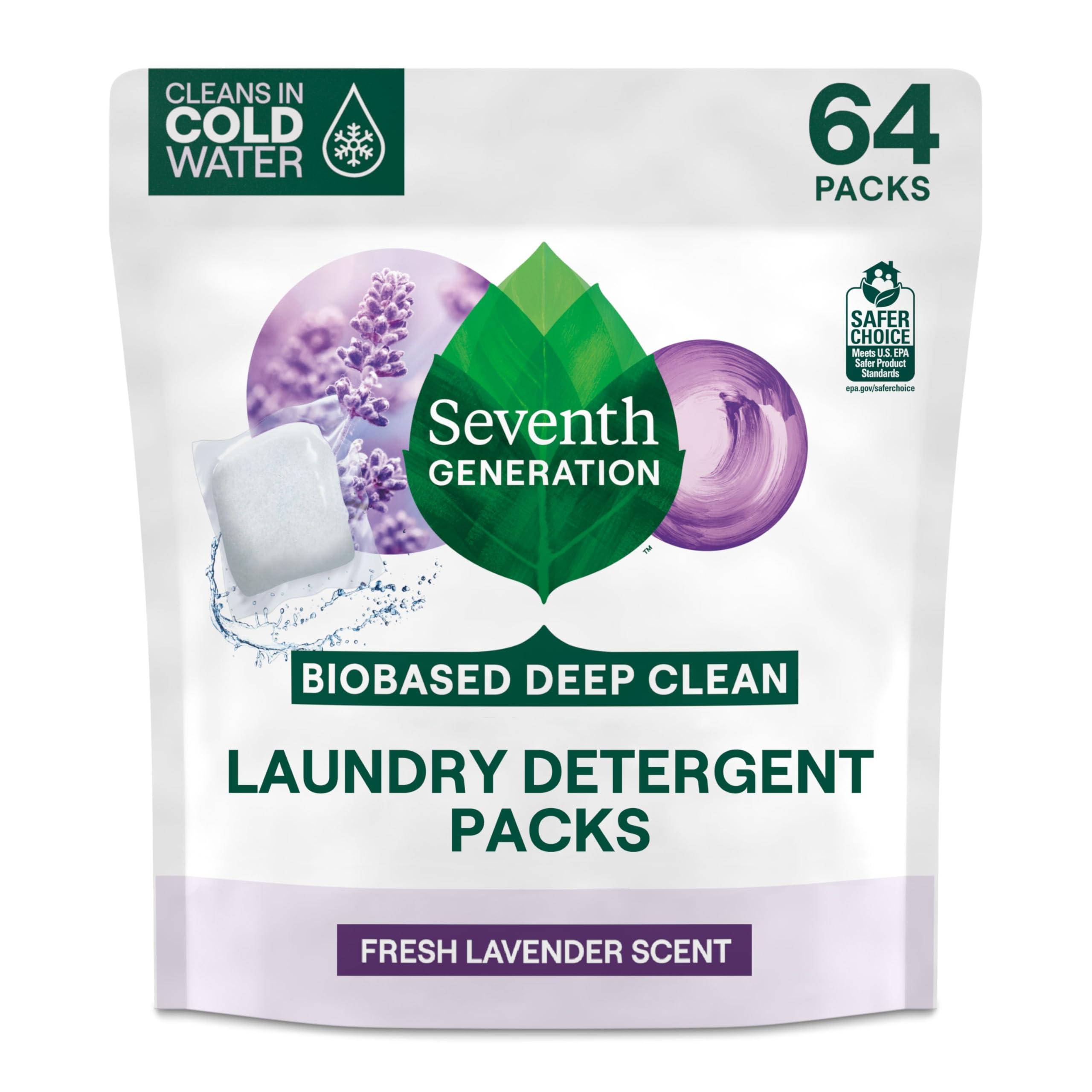 Seventh Generation Seventh Generation Laundry Detergent Packs, Lavender, Biobased Deep Clean, EPA Safer Choice Certified, 64 Count