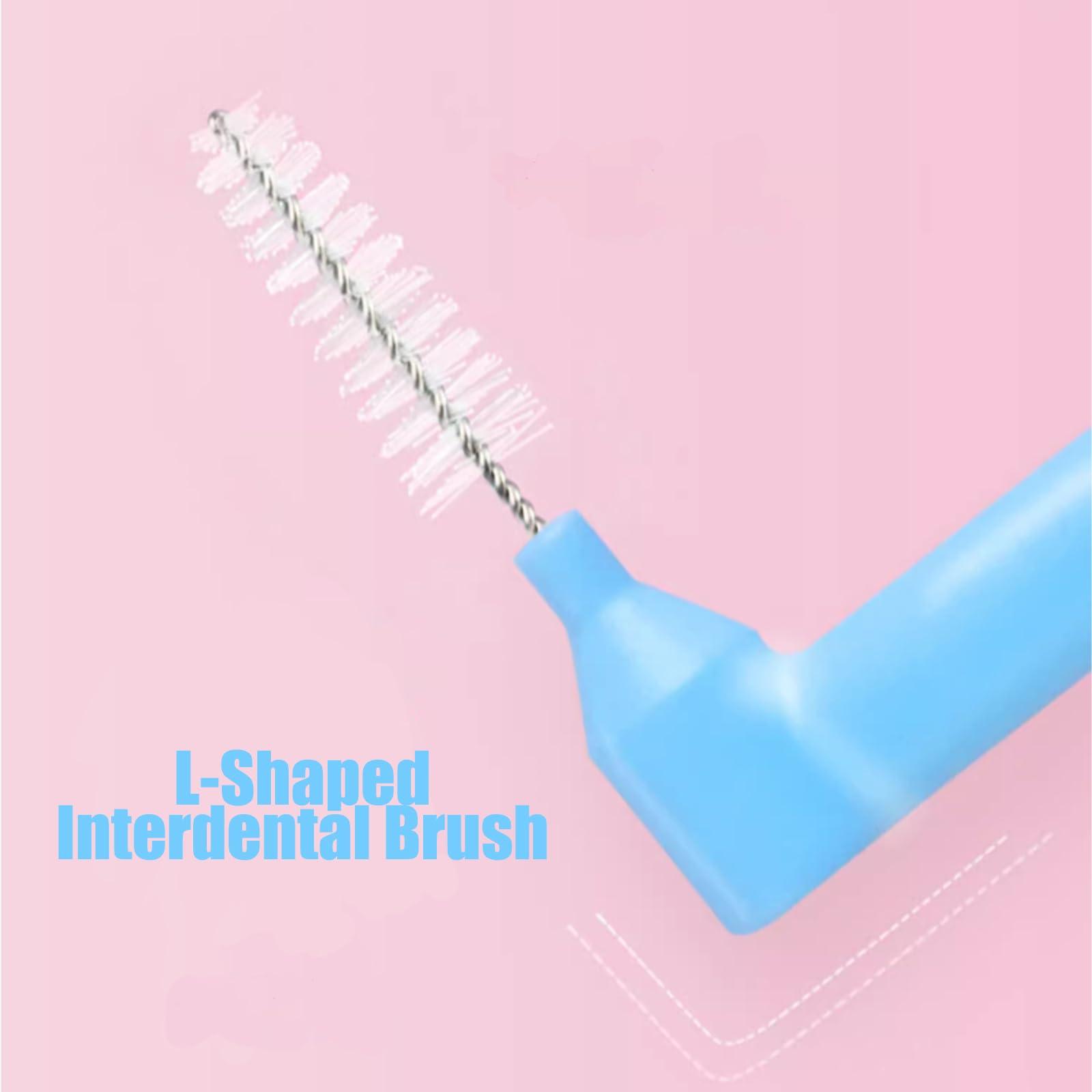 Maoerdental 50PCS L-Shaped Interdental Brushes Braces Toothbrush Short Handle,5 Different Sizes Dental Floss Brush Angled Interdental Toothpick