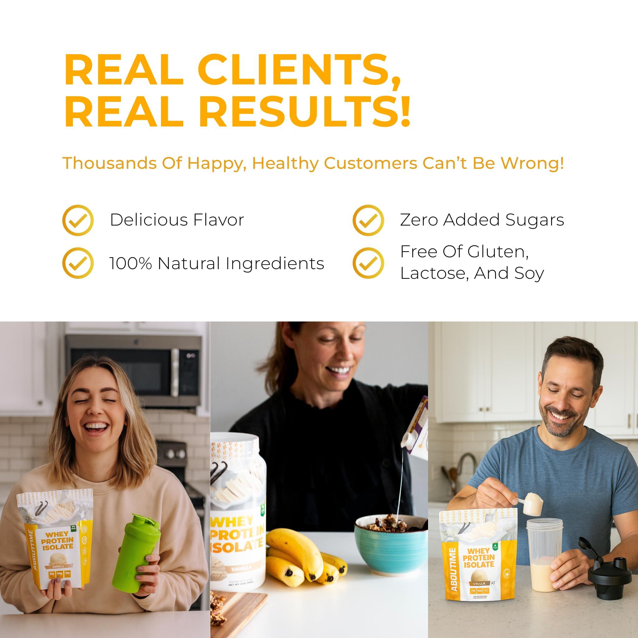 About Time About Time Whey Protein Isolate Chocolate 2lb - 25g Protein, Non-GMO, 0g Fat, 0g Sugars, No Artificial Sweeteners, 32 Servings