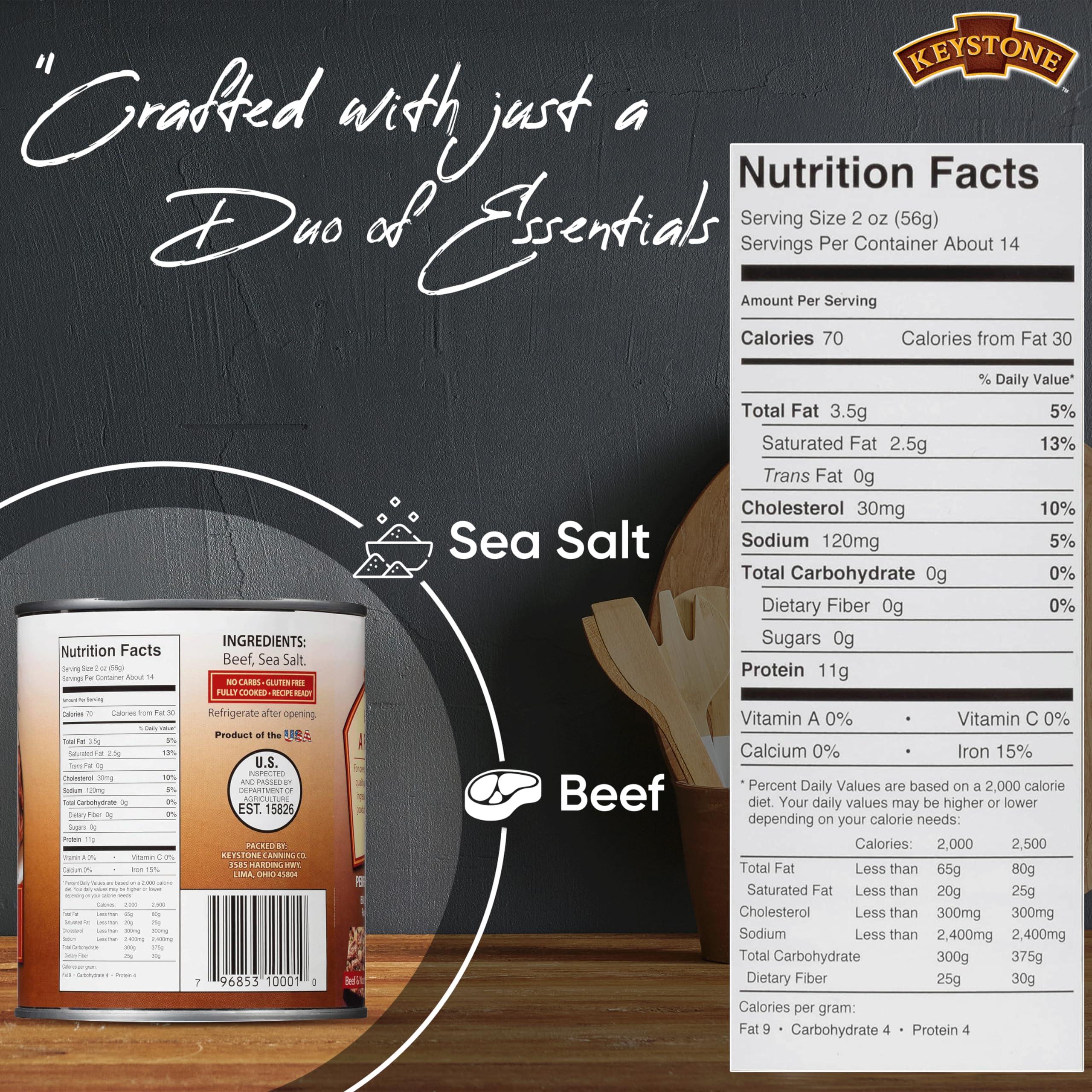 Keystone Meats Keystone Meats All Natural Canned Beef 28 Ounce Long Term Shelf Life Emergency Survival Food Canned Meat | Fully Cooked Ready to Eat Family Pack of 1