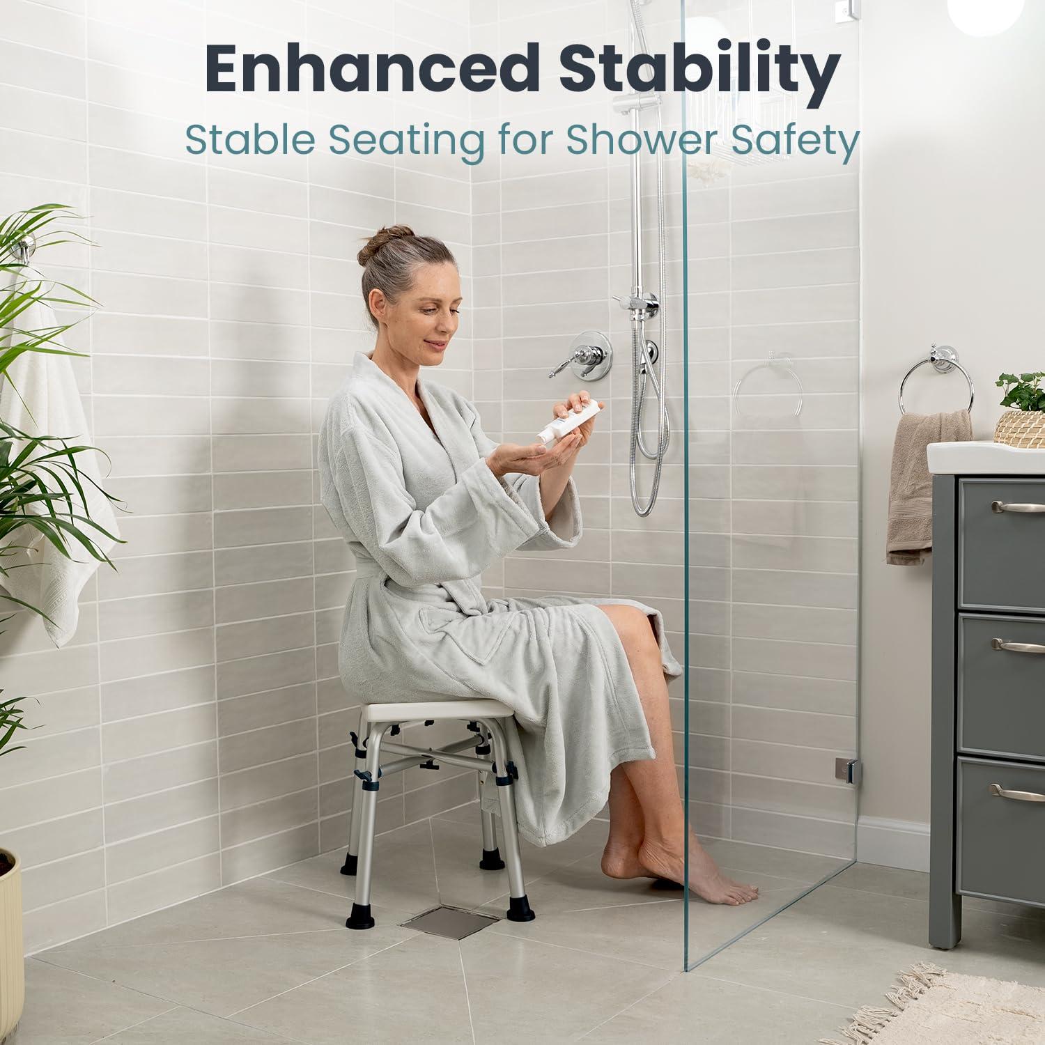 PELEGON Shower Stool - Shower Chair for Inside Shower (350 lb) - Adjustable Height Shower Stool - Shower Seats for Adults, Bath Stools for Shower, Shower Chair, Shower Stools for Adults Sitting - Dark Blue