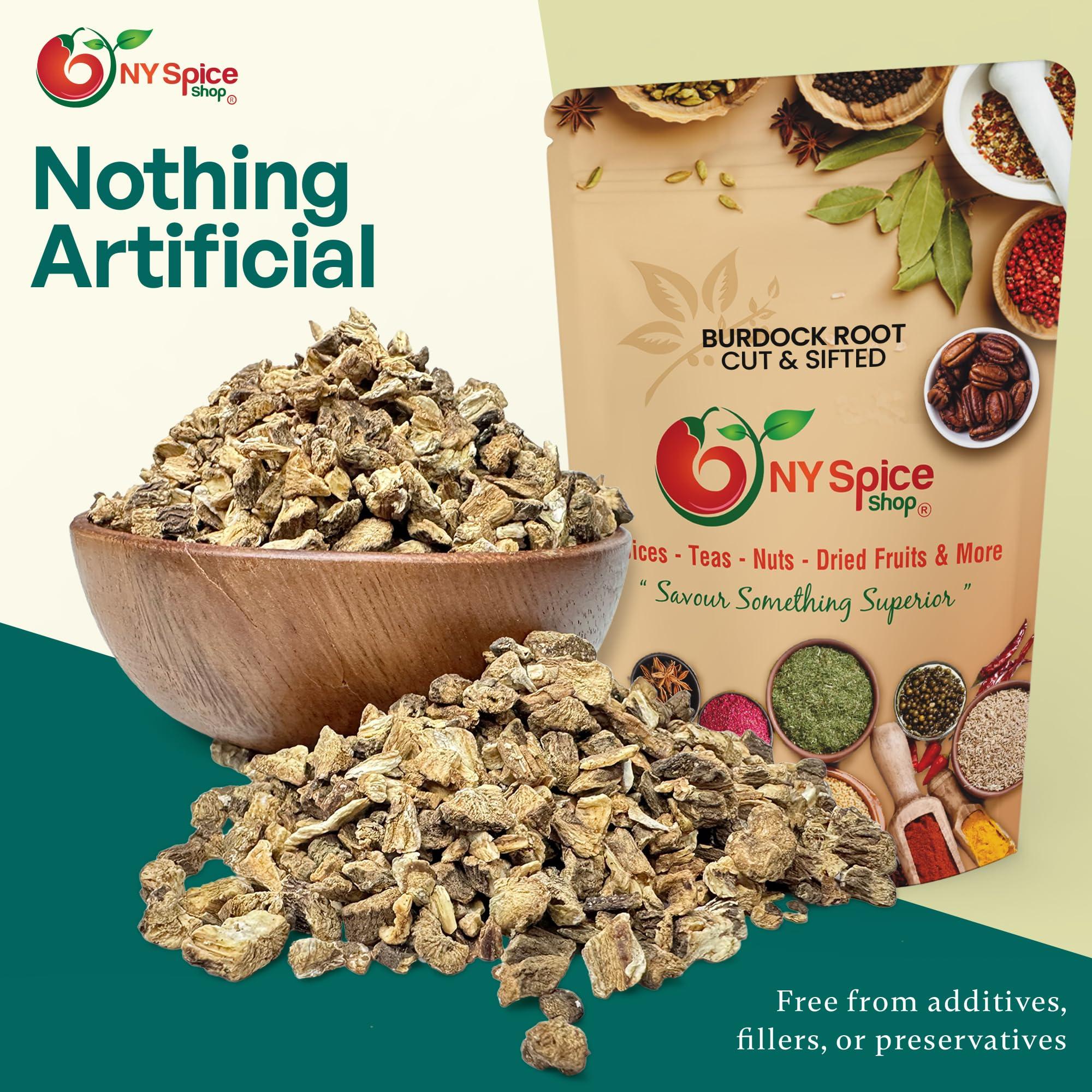 NY SPICE SHOP NY Spice Shop Dried Burdock Root Cut & Sifted - 8 Ounce Fresh Burdock Root for Burdock Root Herbal Tea - Burdock Root Extract - Herbal Burdock Root Herb - Burdock Roots - Arctium Lappa L. Roots