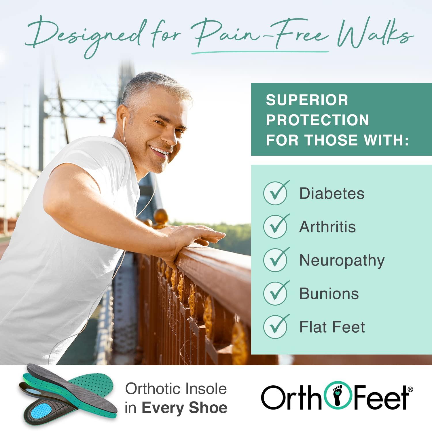 Orthofeet Orthofeet Men\'s Orthopedic Black Knit Edgewater Sneakers, Size 11.5