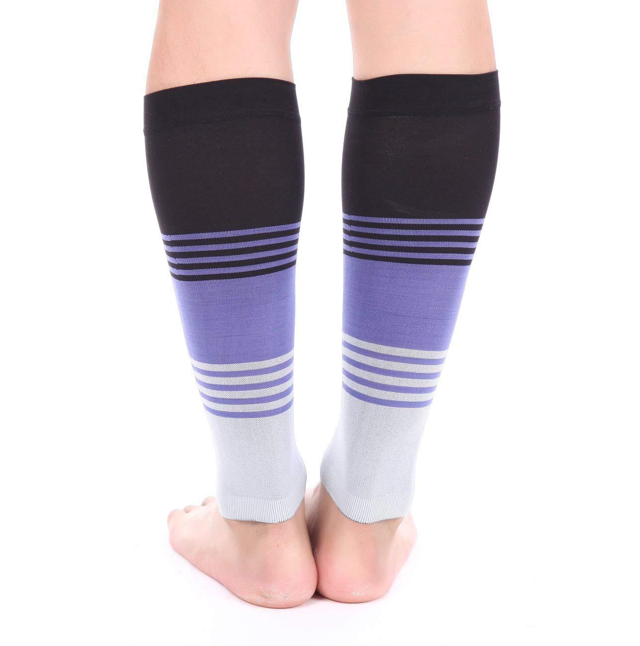Doc Miller Doc Miller Compression Calf Sleeve for Men & Women, Medical Grade, 20-30mmHg Graduated Support for Running, Calf Tear, Shin Splints, Knee High, Calf Sleeves, Stripes Design, Extra Large Size,1 Pair