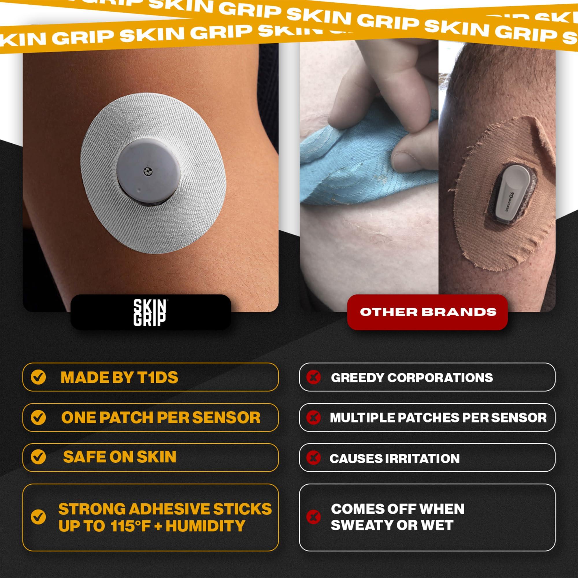 Skin Grip Skin Grip Freestyle Libre 2 Sensor Covers  Compatible with Infusion Sets, Patches w/Cutout (Not for Libre 3), 10-14 Days SweatProof Pre-Cut Medical Adhesive Tape, CGM Sensor Covers