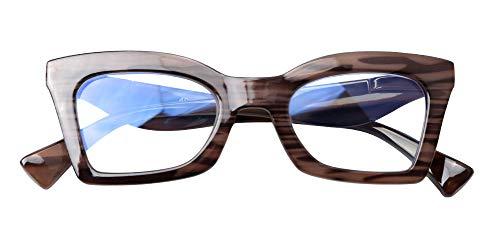 SOOLALA SOOLALA Anti-Blue Blocker Light Butterfly Readers Cateye Reading Glasses, BkWood, 1.0
