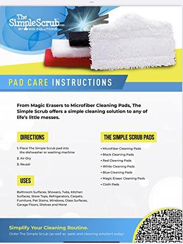 The Simple Scrub THE SIMPLE SCRUB Title + Mop Brush Cleaning Pads Refill | Clean Bathroom Tile, Kitchen, Hard to Reach Places | Dust + Dry Finish | Combo 5 Pack | 1 White, 1 Black, 1 Red, 2 Micro Fiber