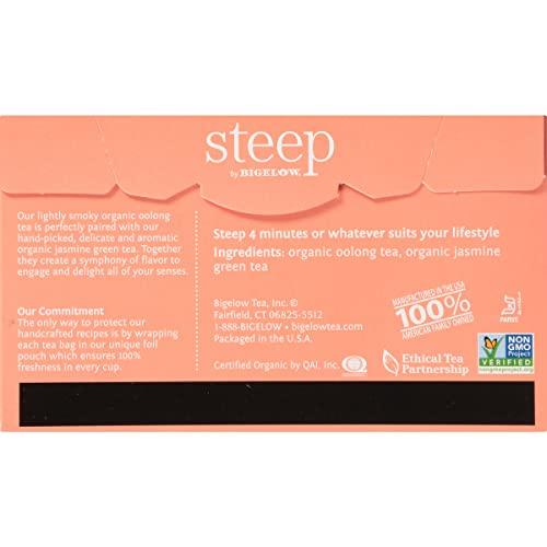 Bigelow steep by Bigelow Organic Oolong with Jasmine Green Tea, Caffeinated, 20 Count (Pack of 6), 120 Total Tea Bags
