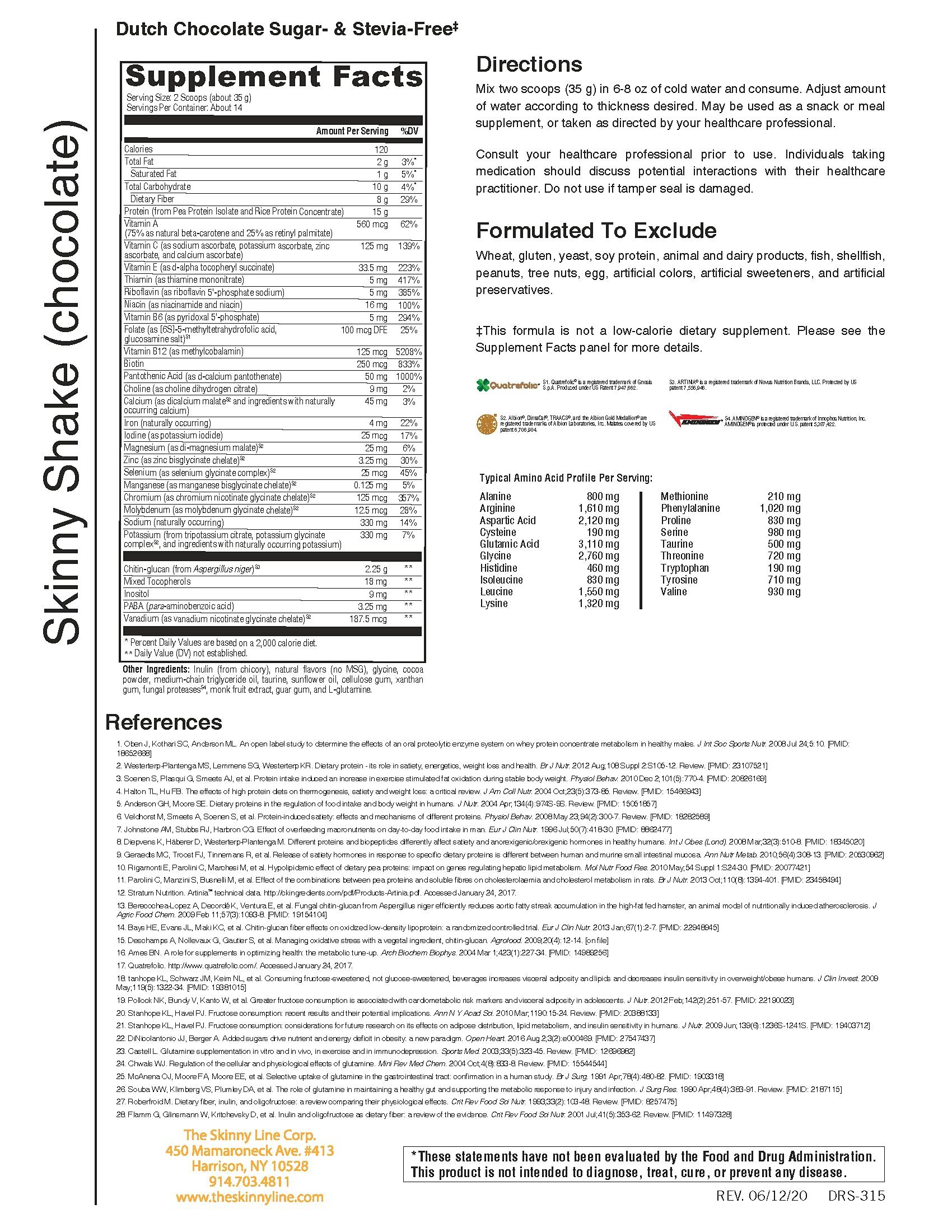 The Skinny Line Corp Skinny Shake (Chocolate)