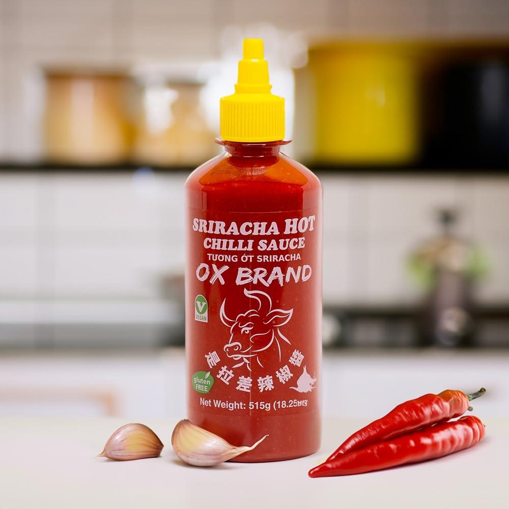 MISHIMA [MISHIMA] OX Brand Sriracha Hot Chili Sauce | Authentic Thai Flavor | Gluten-Free | Vegan | Halal-Certified | Spicy Culinary Delight (18.25oz x 1 Bottle)