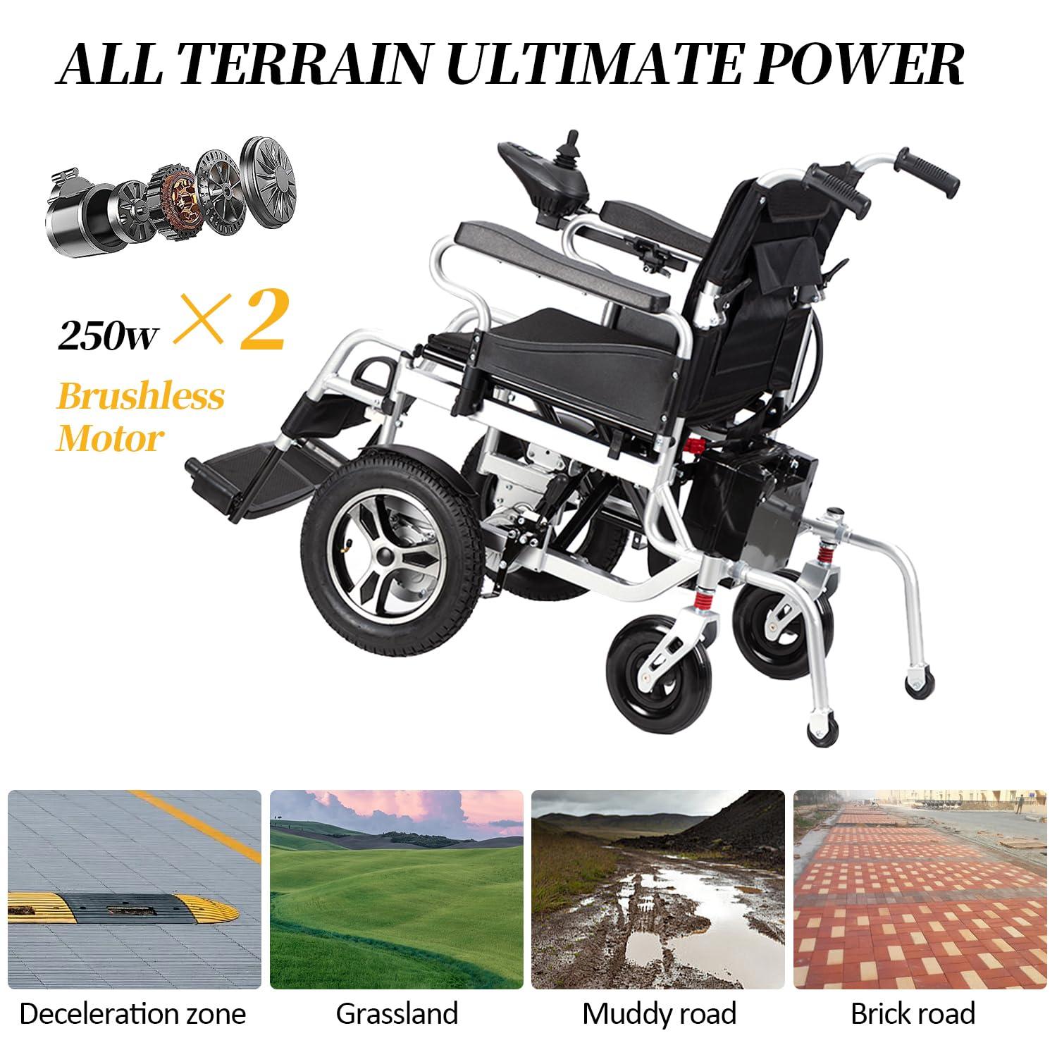 VORDERRY Electric Wheelchair for Adults,Airline Approved Electric Wheelchair,15Miles Long Travel Range, Foldable 500W All Terrain Power Wheelchair,Lightweight Intelligent Motorized Wheelchair for Seniors