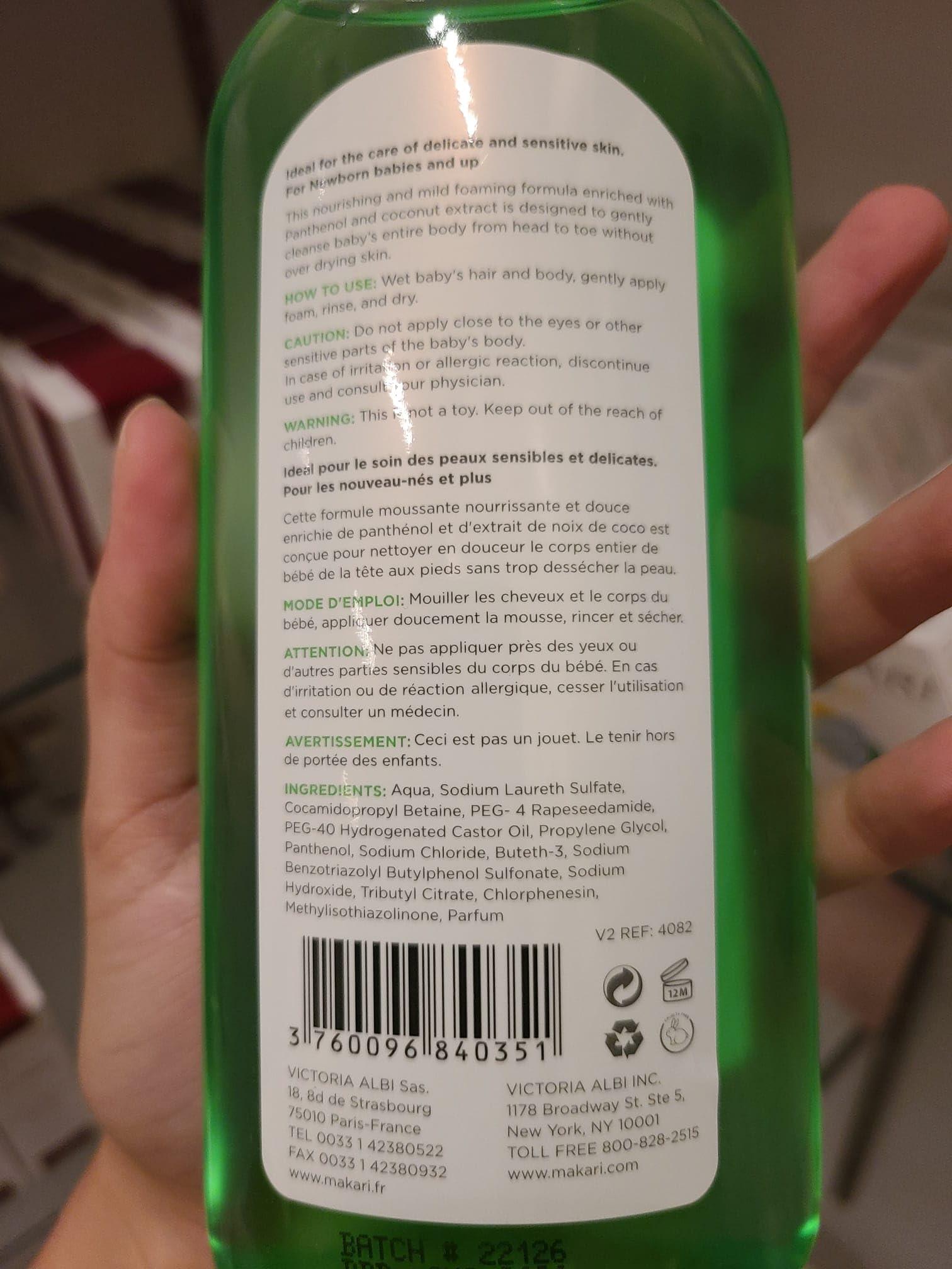 MAKARI Makari Baby Hair and Body Foaming Gel for Sensitive and Delicate Skin, Hypoallergenic and Paraben-Free Baby Body Wash and Shampoo with Nourishing Coconut Oil & Panthenol