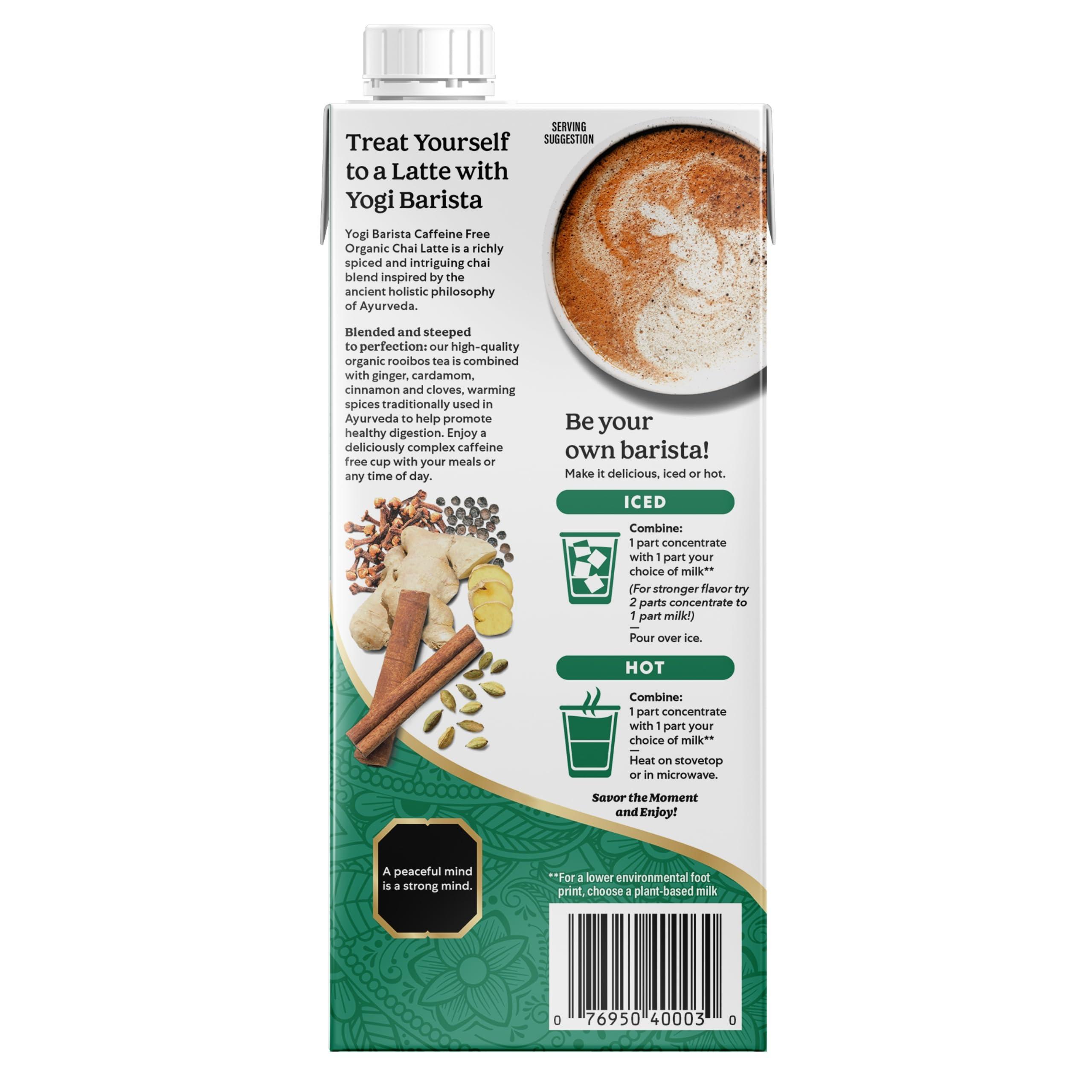 Yogi Yogi Barista Caffeine-Free Organic Chai Latte - 32 Fluid Oz (3 Pack) - Organic Chai Tea Concentrate - Supports Healthy Digestion - Includes Rooibos Tea, Ginger, Cardamom, Cinnamon & More