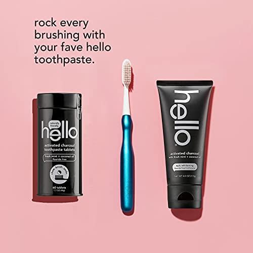 hello hello Manual Adult Blue Toothbrush Replacement Head Refills, Soft Tapered Bristles, BPA Free, 2 count, 4 Toothbrush Refill Heads