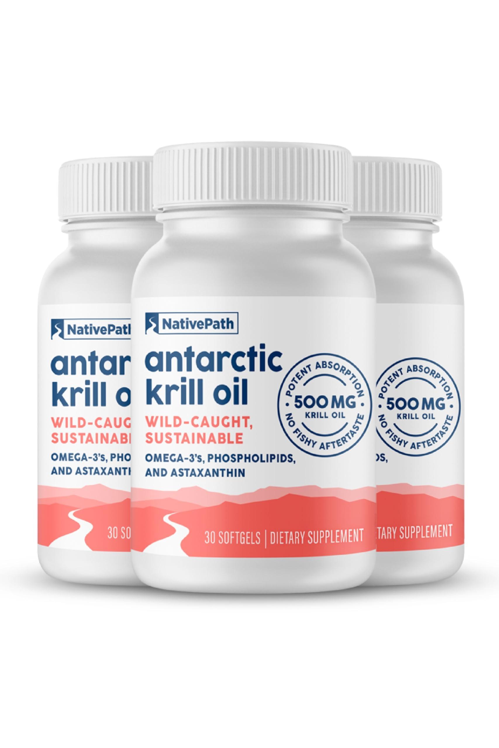 NativePath NativePath: Antarctic Krill Oil - Wild-Caught Krill Omega-3 Fatty Acids with EPA and DHA - 90-Day Supply - Supports Your Joint, Heart, Brain and Immunity - Pure Formula, No Fishy Taste
