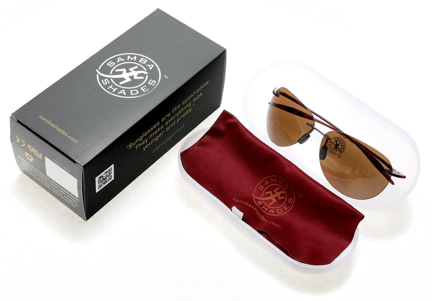SAMBA SHADES SAMBA SHADES Maui Sports Pilot Bifocal Sun Readers Reading Sunglasses Ultra Flex TR90 Brown +1.25