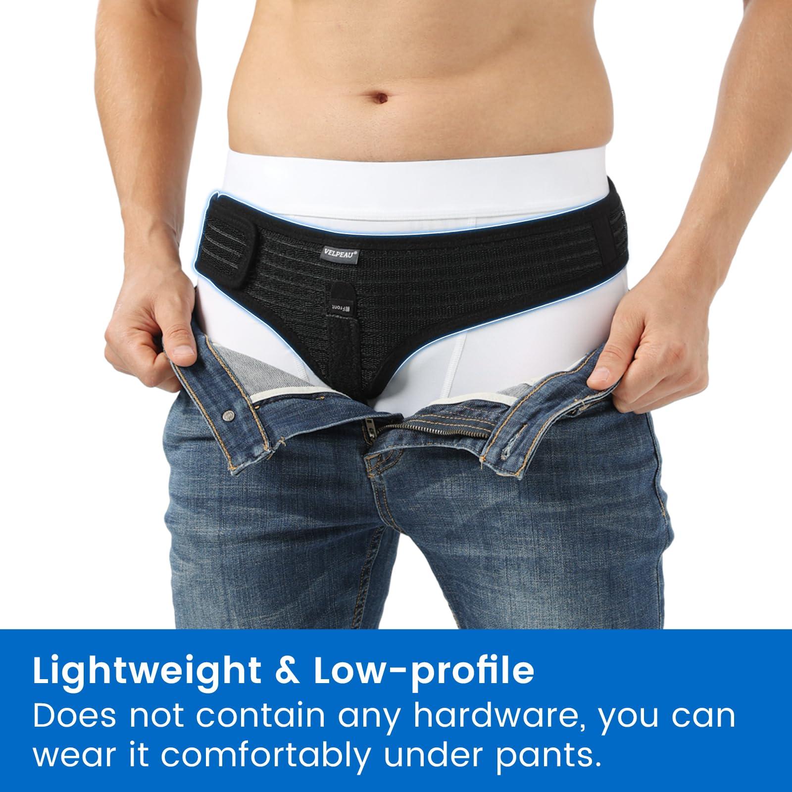 Velpeau Velpeau Hernia Belt for Men and Women, Fits Left or Right Side, Inguinal, Groin Hernia Support Truss Underwear Briefs, Pain Relief Recovery Adjustable Strap with Removable Compression Pad (Black, M)