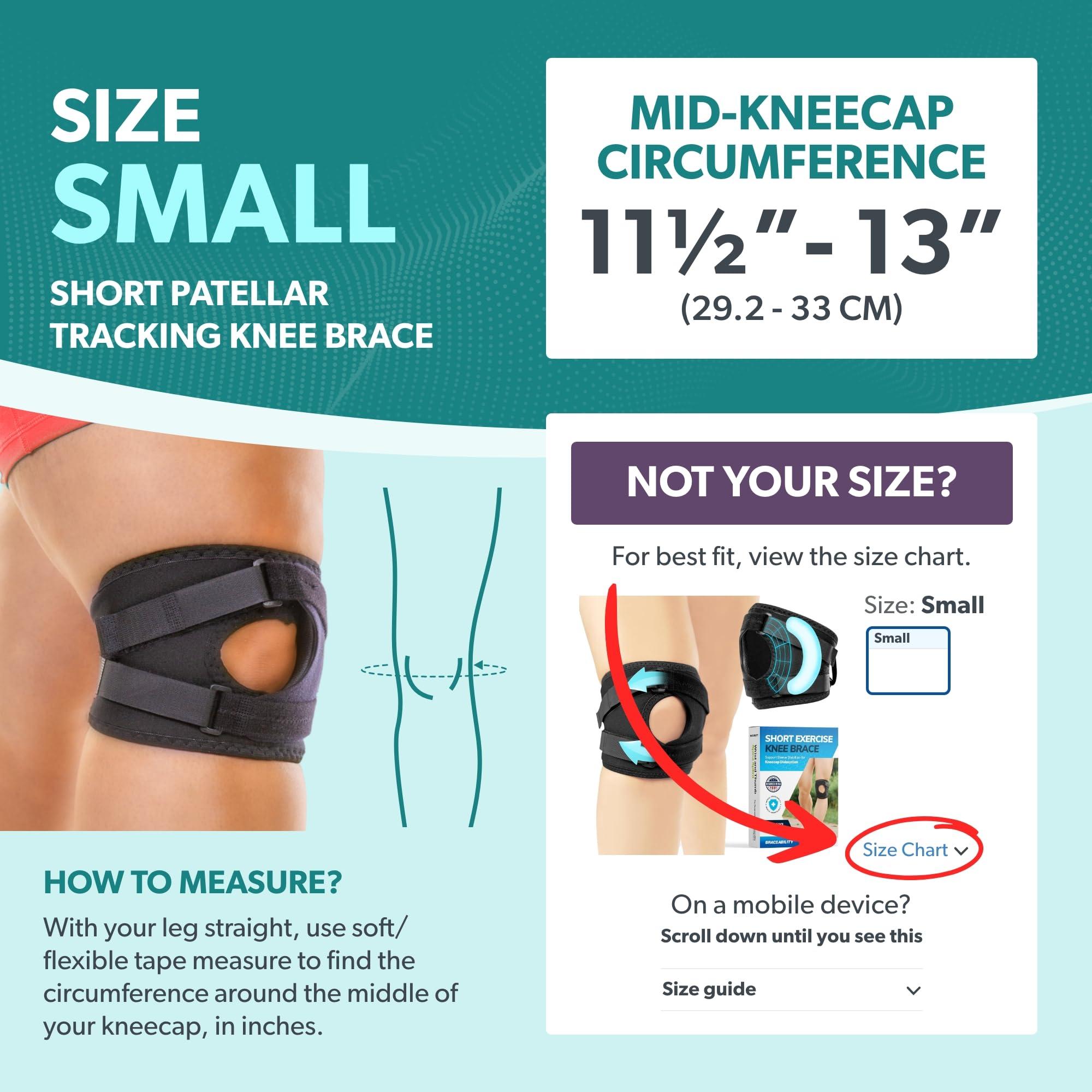 BraceAbility BraceAbility Short Patellar Tracking Knee Brace - Pull-On Running, Exercise, Athletic Support Stabilizer for Post Kneecap Dislocation, Tendonitis, Patellofemoral Pain and MCL/LCL Injuries (Small)