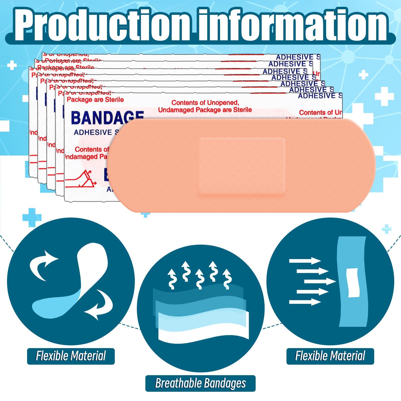 Timgle Timgle 3000 Pcs 1\" x 3\" Adhesive Bandages Bulk Breathable Adhesive Bandages Waterproof Bandages for Homeless Care Supplies Donation Sensitive Skin Nurses Businesses Travel First Aid Kits