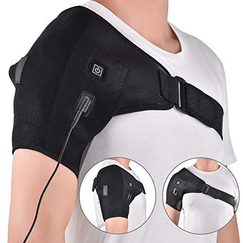 lovelifejoy Heated Shoulder Wrap, 3 Heat Settings, Heating Pad Support Brace for Rotator Cuff, Joint Capsule & Biceps Tendon Injury, Frozen Shoulder, Shoulder Dislocation or Muscles Pain Relief (Black)