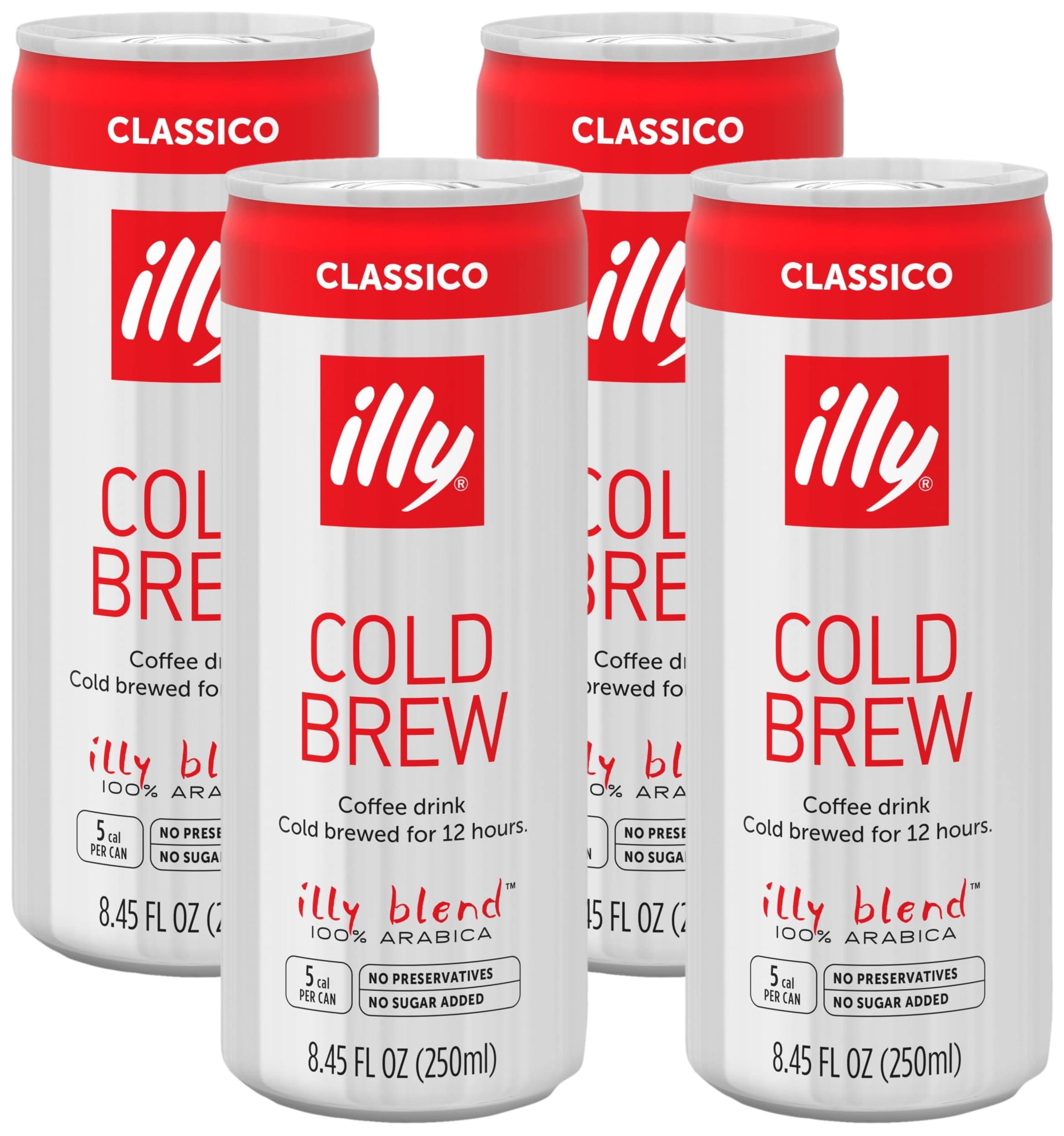Illy illy Ready To Drink Coffee - Cold Brew Cans - 100% Arabica Coffee - Smooth & Refreshing Taste - Convenient, Easy to Carry Coffee Drink No Preservatives - 8.5 oz. (Pack of 4)