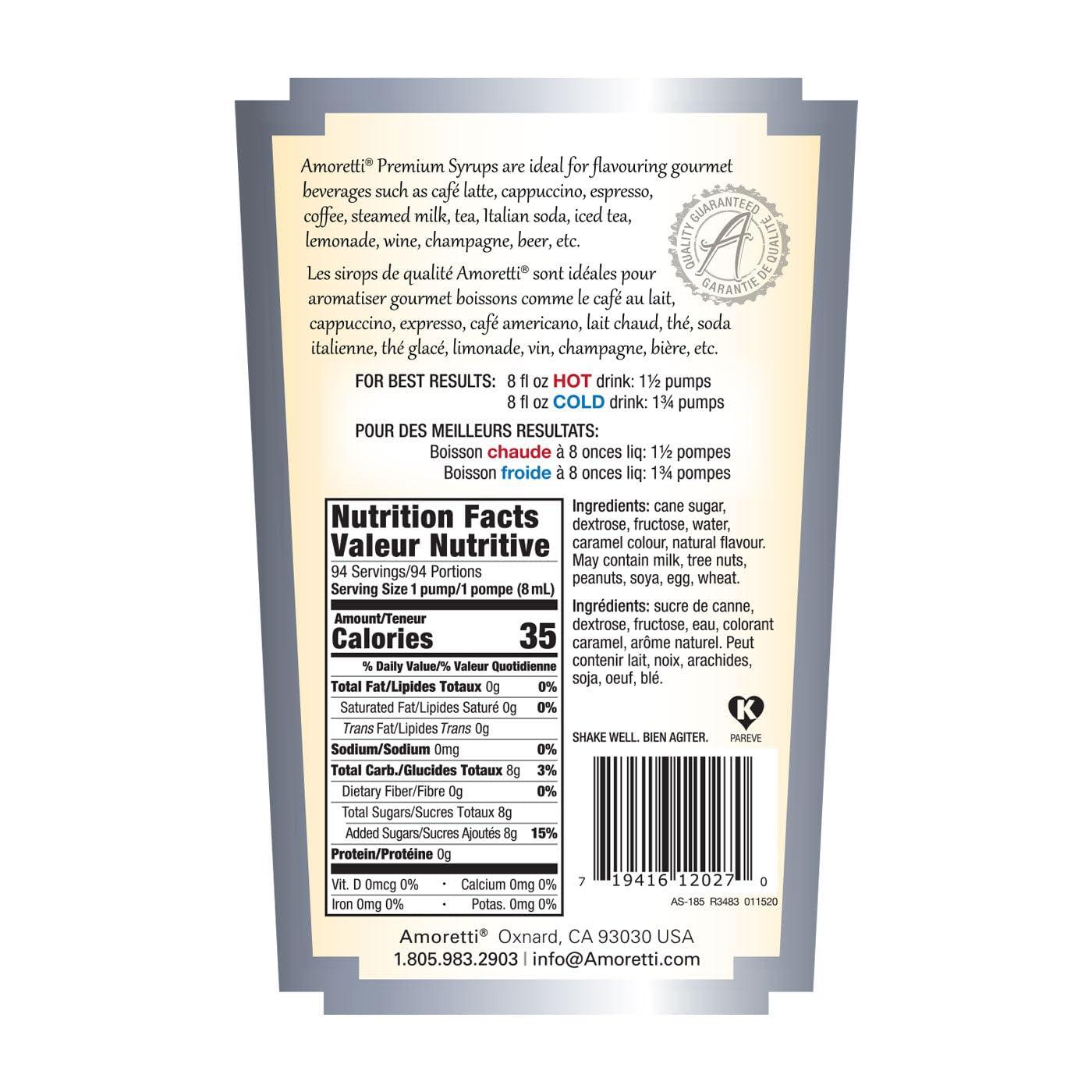 Amoretti Amoretti - Premium Apple Pie Syrup, 94 Servings Per Bottle (750 ml), with Pump for Flavoring Coffees, Cocktails, and other Beverages, Gluten Free, GMO/GEO Free, Preservative Free