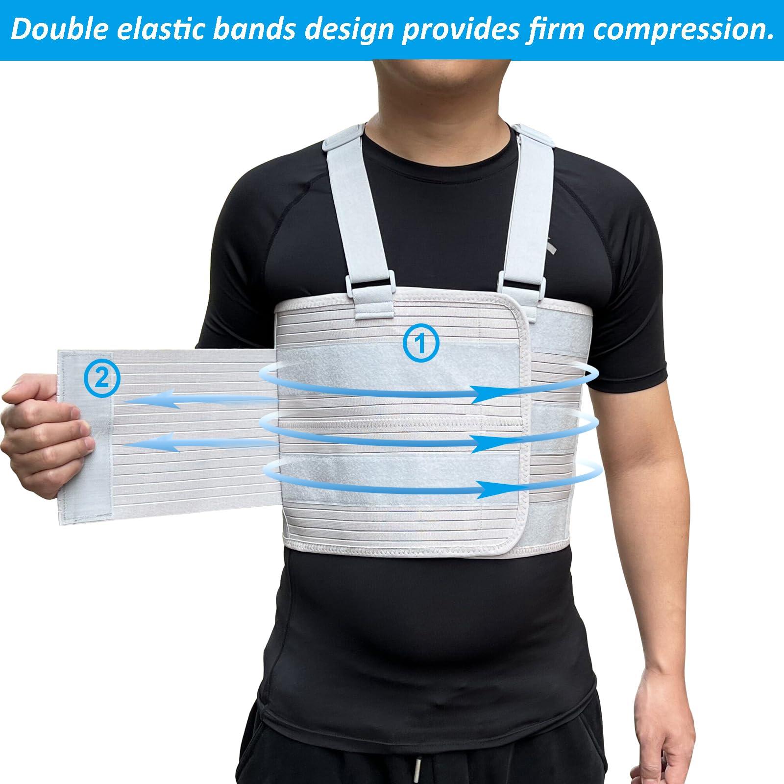 Jeelathy Rib Injury Chest Binder Brace for Cracked Ribs - Elastic Rib Support Belt for Men and Women - Rib Cage Support Belts Chest Compression Wrap for Bruised, Fractured or Dislocated Ribs Protection, Compression Wrap and Chest Support (Large ( Fits 41 - 51