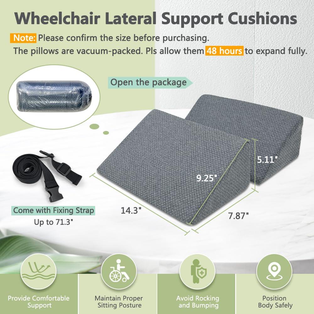 KAAMOS KAAMOS Lateral Support for Wheelchair Side Guards Wheelchair Lateral Support Cushion Posture Foam Wedge Pillows Contoured Wheelchair Cushion Side Padding for Seniors Better Posture with Strap