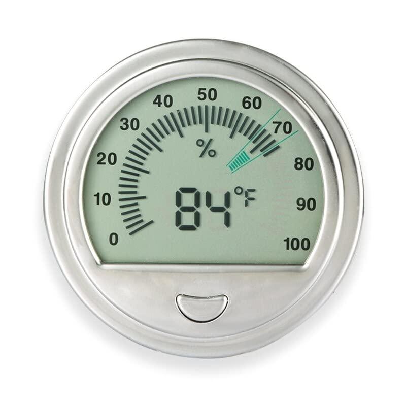 JKHFDDIG Digital Thermometer Hygrometer Humidity Temperature Meter for Cigar Round Shape M4YD (Color : Silver)