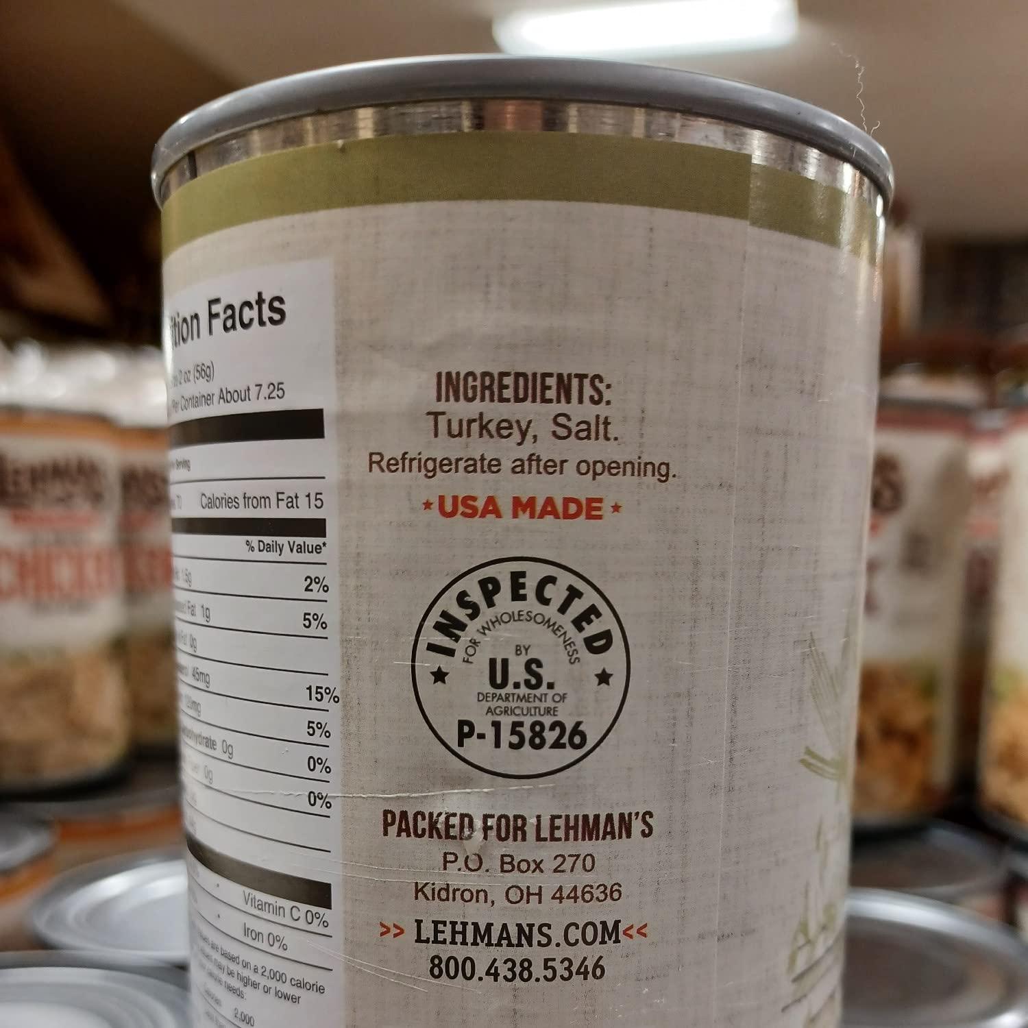 Lehman\'s Lehman\'s All Natural Canned Meat, USA Made Ready to Eat for Everyday, Camping or Emergencies, 14.5 oz each, Pack of 3, Turkey