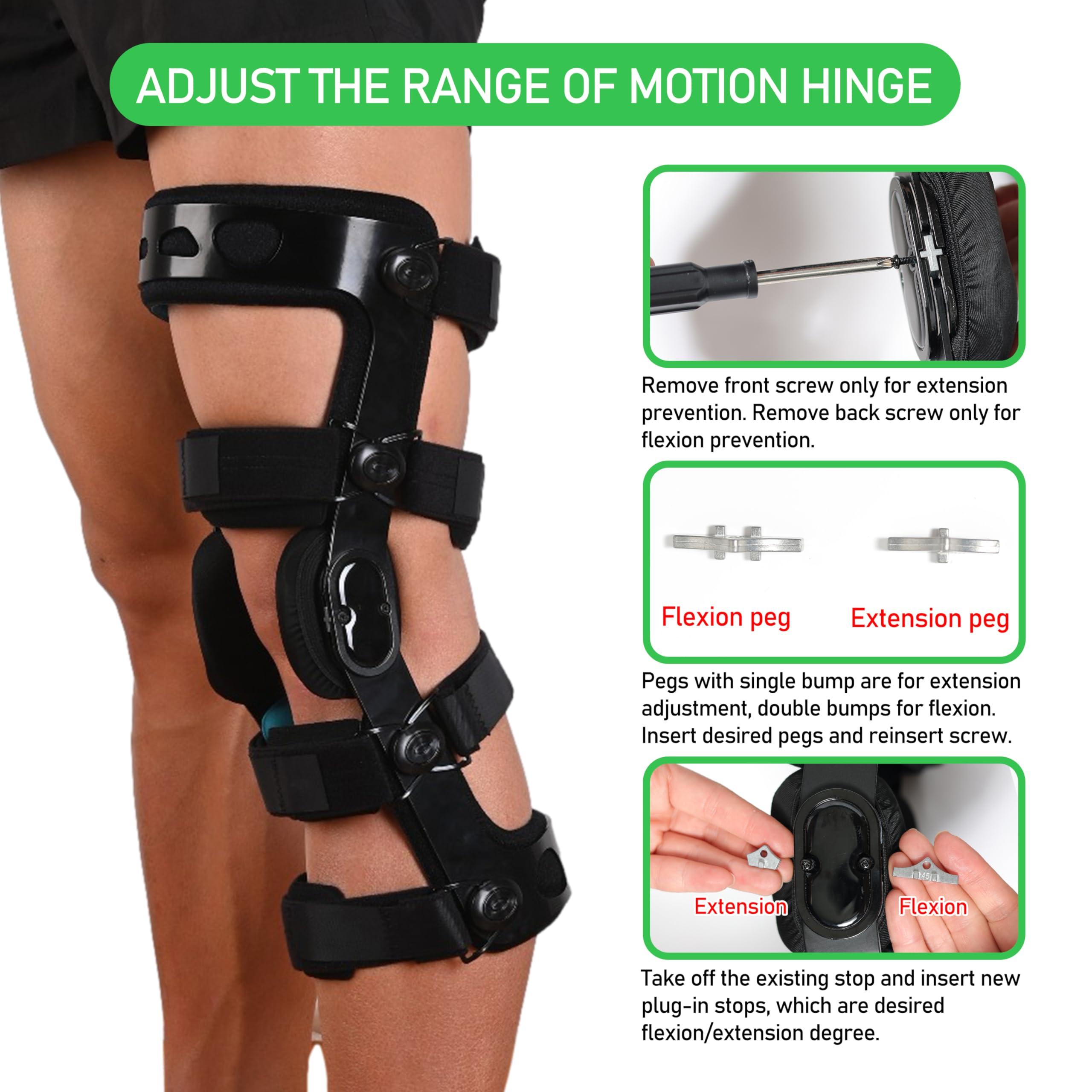 Orthomen Orthomen Functional ACL Knee Brace, for MCL PCL Meniscus Ligament Sports Injuries, Adjustable Hinged ROM Orthopedic Knee Orthosis for Men & Women(Left, M)