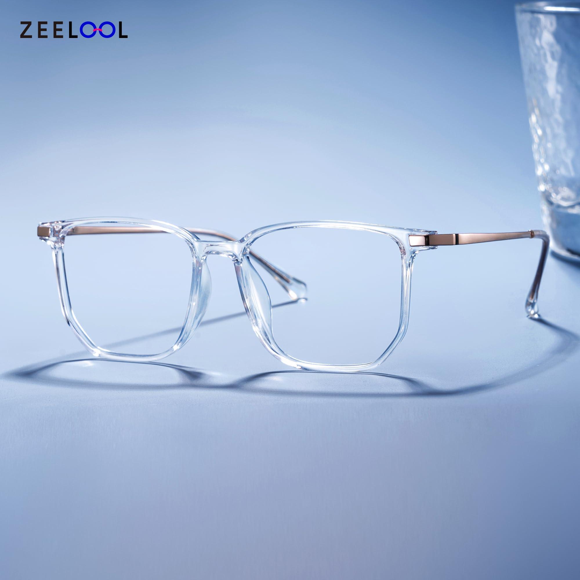 Zeelool Zeelool Readers Retro Rectangle Reading Glasses for Women Men with Standard Anti-Reflective Coating Fezell ZTT123484-02(Crystal, 2.50)