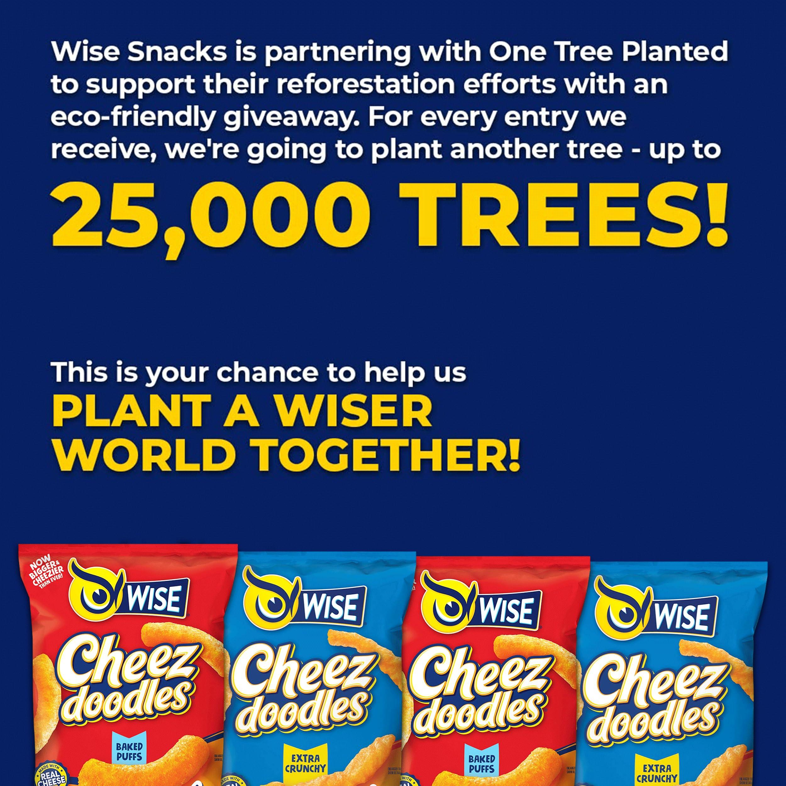 Wise Wise Snacks Cheez Doodles Baked Puffs, Real Cheddar Cheese, Gluten Free, 0g Trans Fat, No Preservatives, 3.250 Ounce (12 Count), Gluten Free