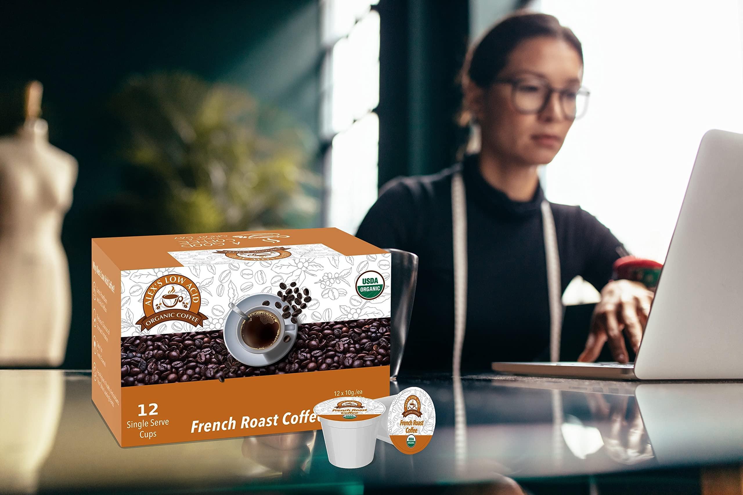 ALEX'S LOW ACID ORGANIC COFFEE Alex's Low Acid Organic Coffee Caffeine Fiend K-Cup Variety Pack