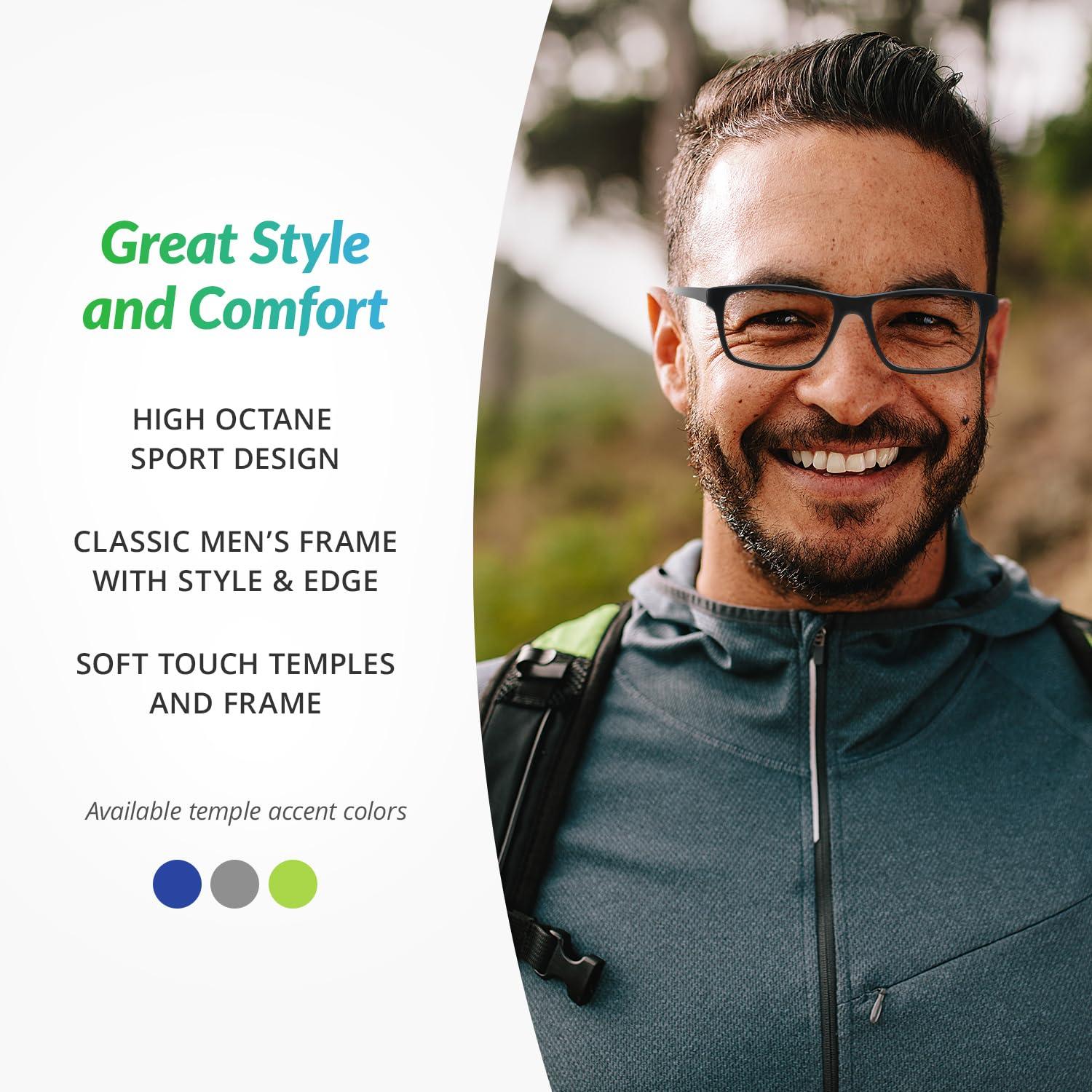 SAV Eyewear SPORTEX SAV Men\'s AR4163 Reading Glasses - Flexible, Durable, Lightweight, High-Performance Readers For Men