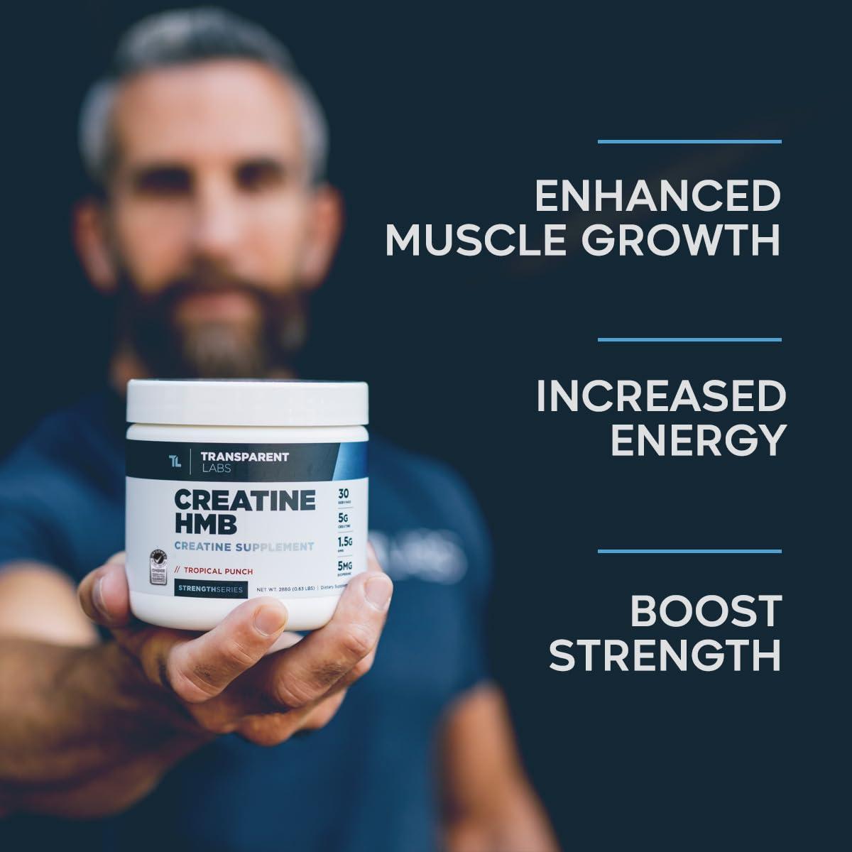 Transparent Labs Transparent Labs Creatine HMB - Creatine Monohydrate Powder with HMB for Muscle Growth, Increased Strength, Enhanced Energy Output, and Improved Athletic Performance - 30 Servings, Hawaiian Splash