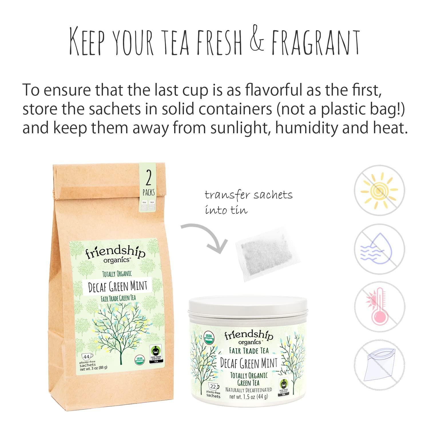 Friendship Organics Friendship Organics Decaf Green Mint Tea Bags, Organic and Fair Trade 44 Count